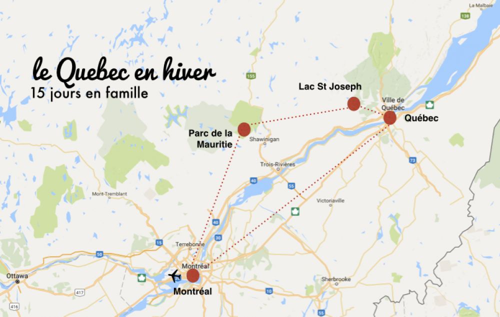 carte itineraire quebec en hiver